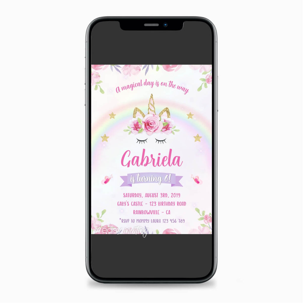 Unicorn Birthday Invitation - Print Me Pretty