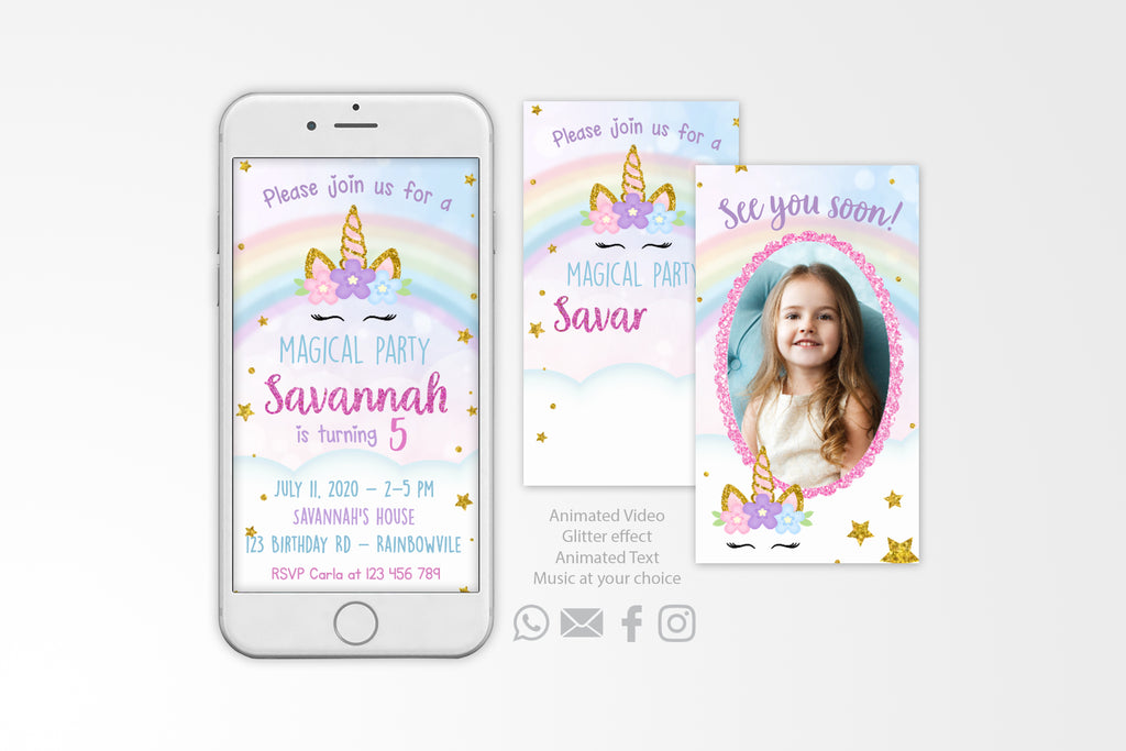 Unicorn Video Invitation - Print Me Pretty