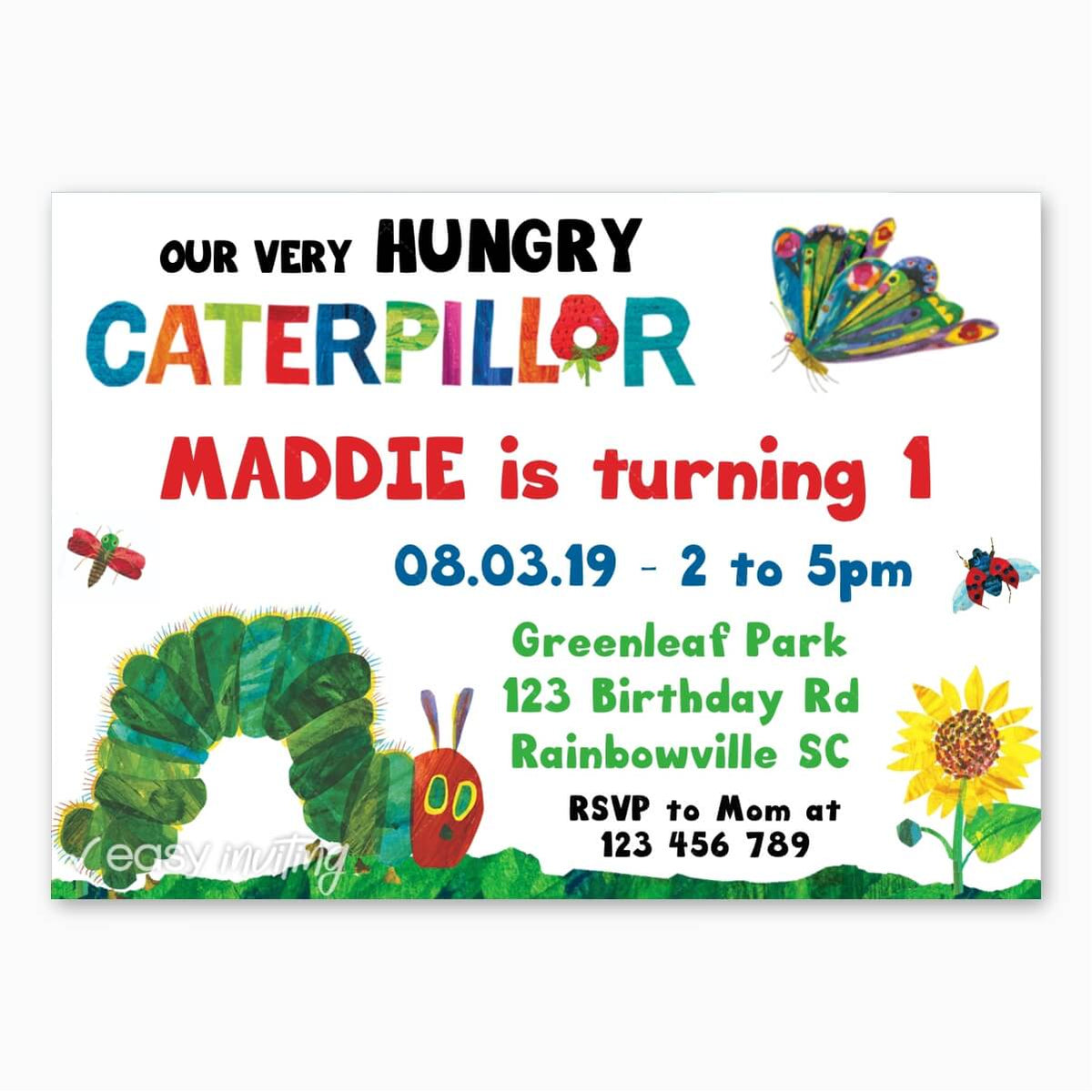 Very Hungry Caterpillar Birthday Invitation – Easy Inviting for Free Printable Hungry Caterpillar Invitations