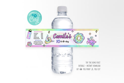 VSCO Girl Water Bottle Lable - Print Me Pretty