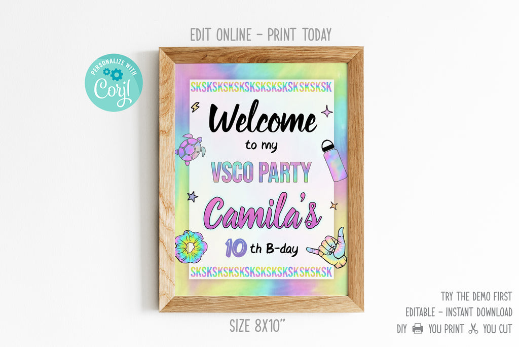 VSCO Girl Welcome Sign - Print Me Pretty