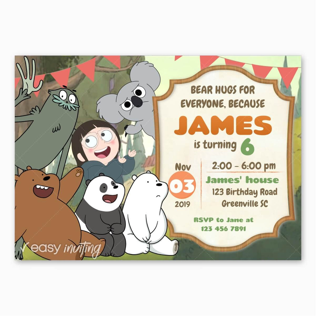 We Bare Bears Birthday Invitation - Print Me Pretty