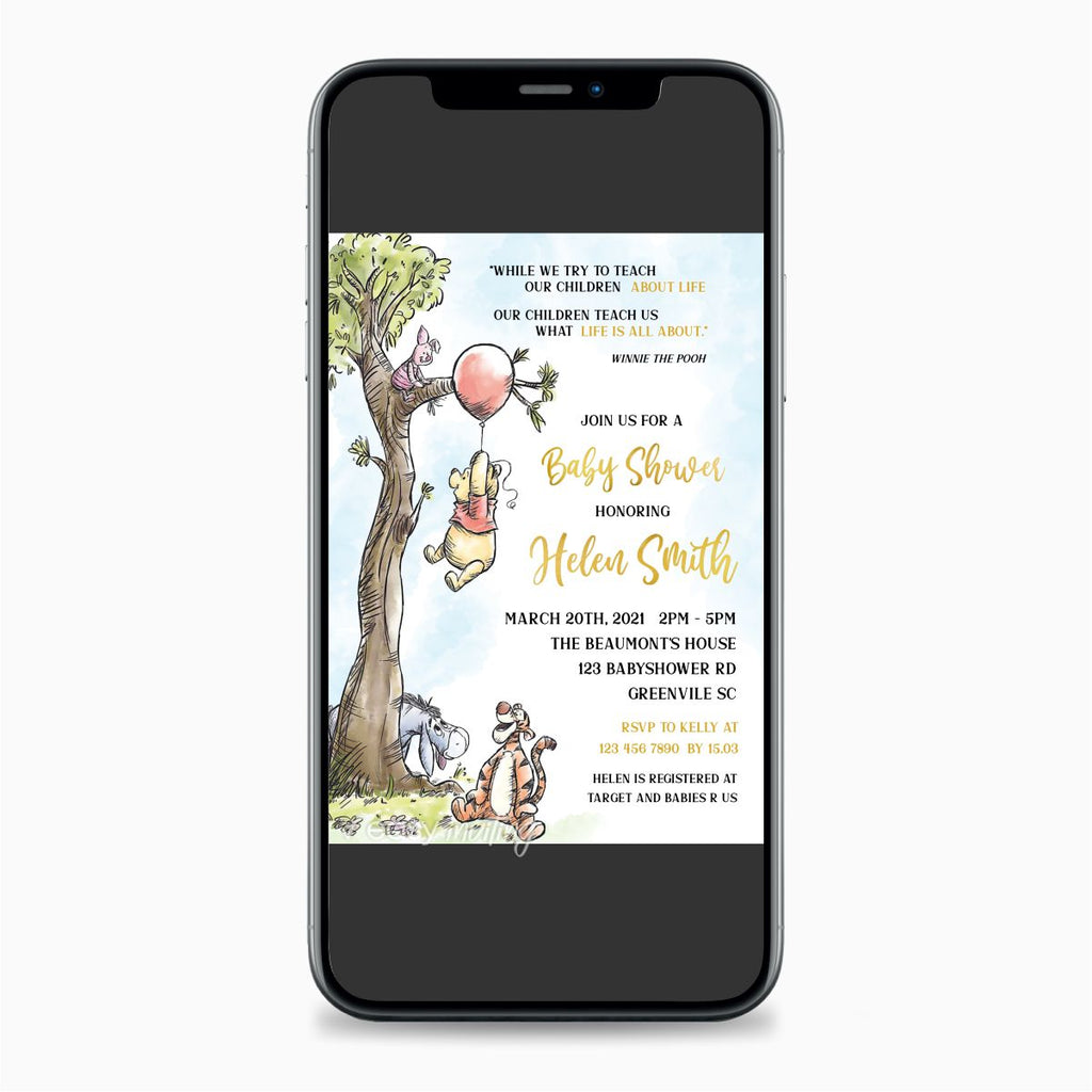 Winnie the Pooh Baby Shower Invitation - Print Me Pretty