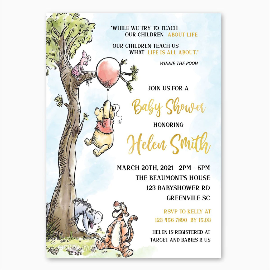 Winnie the Pooh Baby Shower Invitation - Print Me Pretty