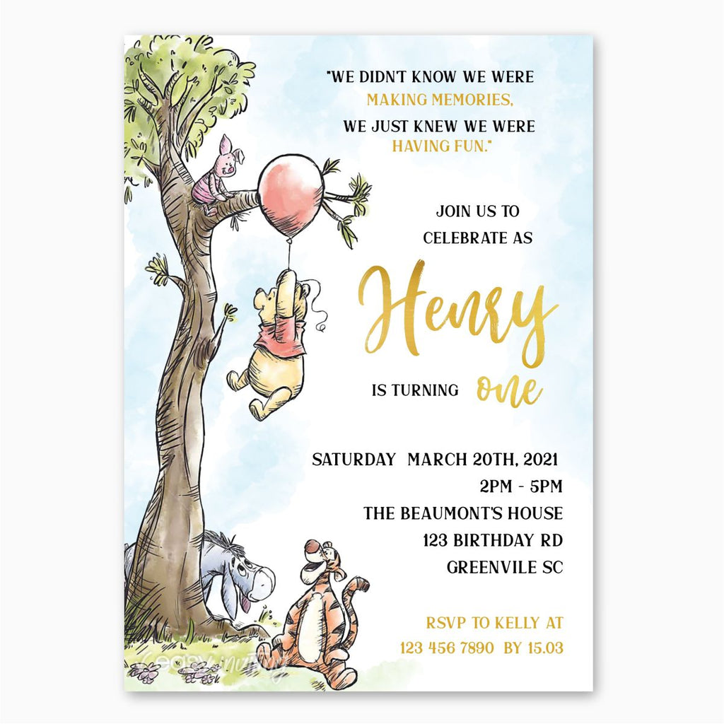 Winnie the Pooh Birthday Invitation - Print Me Pretty