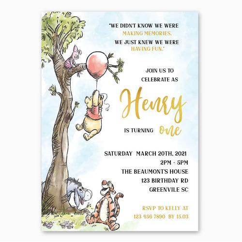 Winnie the Pooh Birthday Invitation - Print Me Pretty