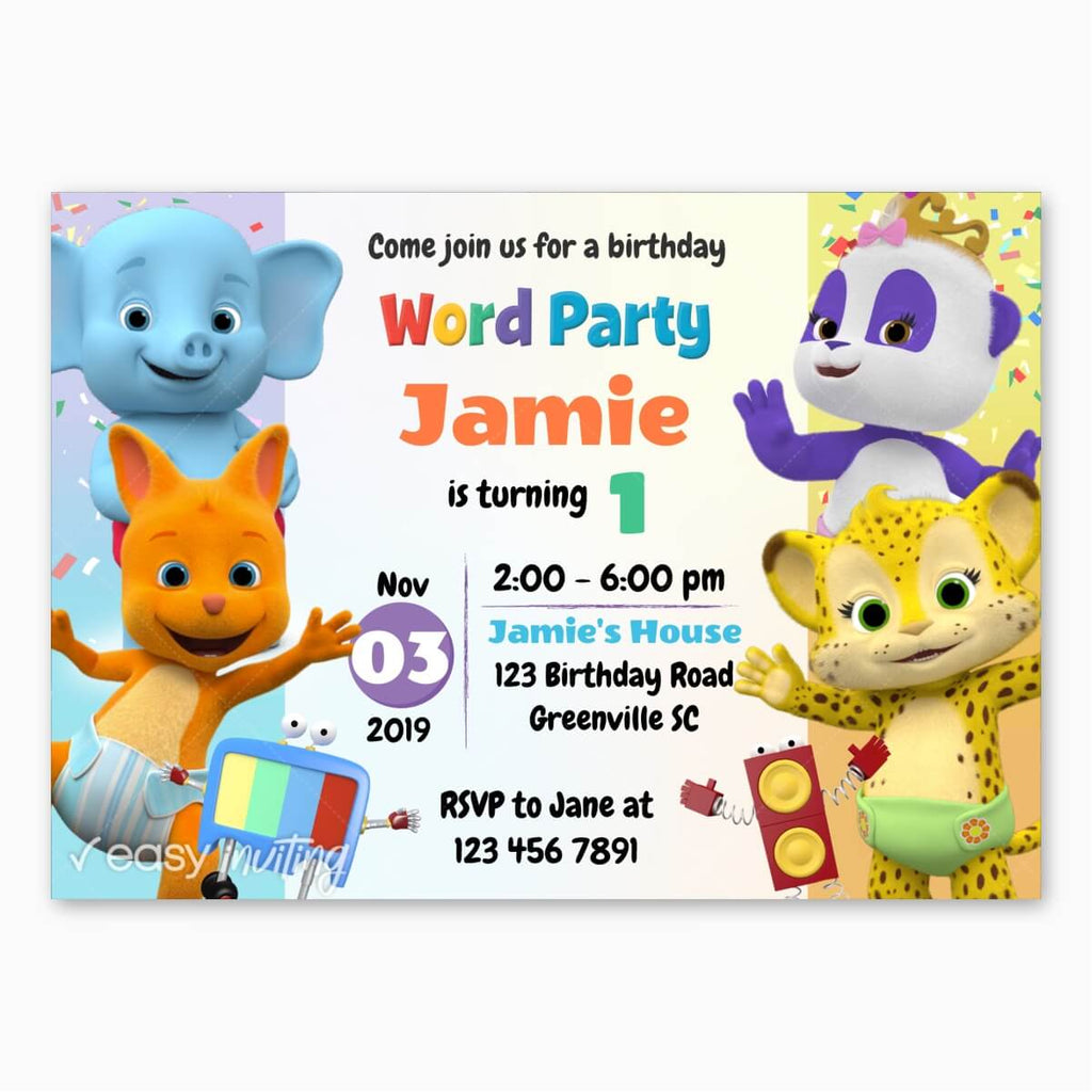 Word Party Birthday Invitation - Print Me Pretty