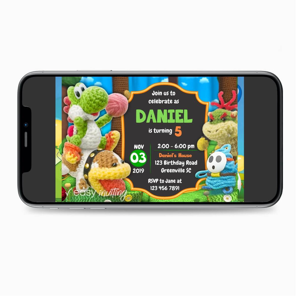 Yoshi's Wooly World Birthday Invitation - Print Me Pretty