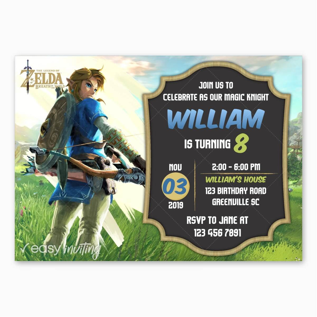 Zelda Breath of the Wild Birthday Invitation - Print Me Pretty